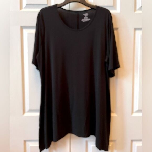 BLACK HIGH LOW PULLOVER TOP SIZE 2X by EAST 5th WOMAN EUC - Picture 1 of 4